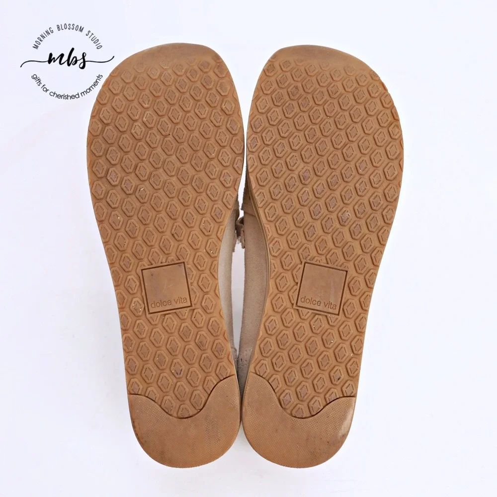 Dolce Vita Jhenee Suede Platform Sneakers Chain Link‎ Cream Pink Women 9.5